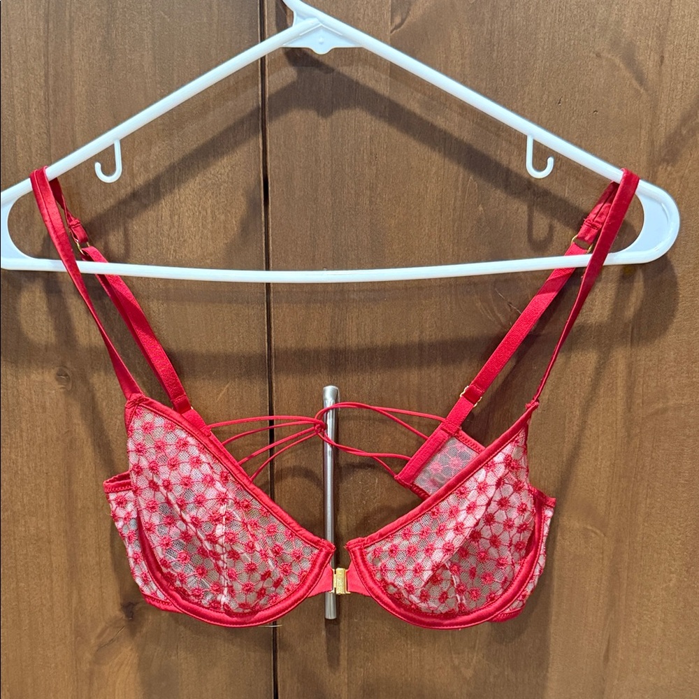 Victoria's Secret Red Sheer Demi Bra